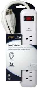 Surge Protector, 6-Outlets, 125 V, 15 A