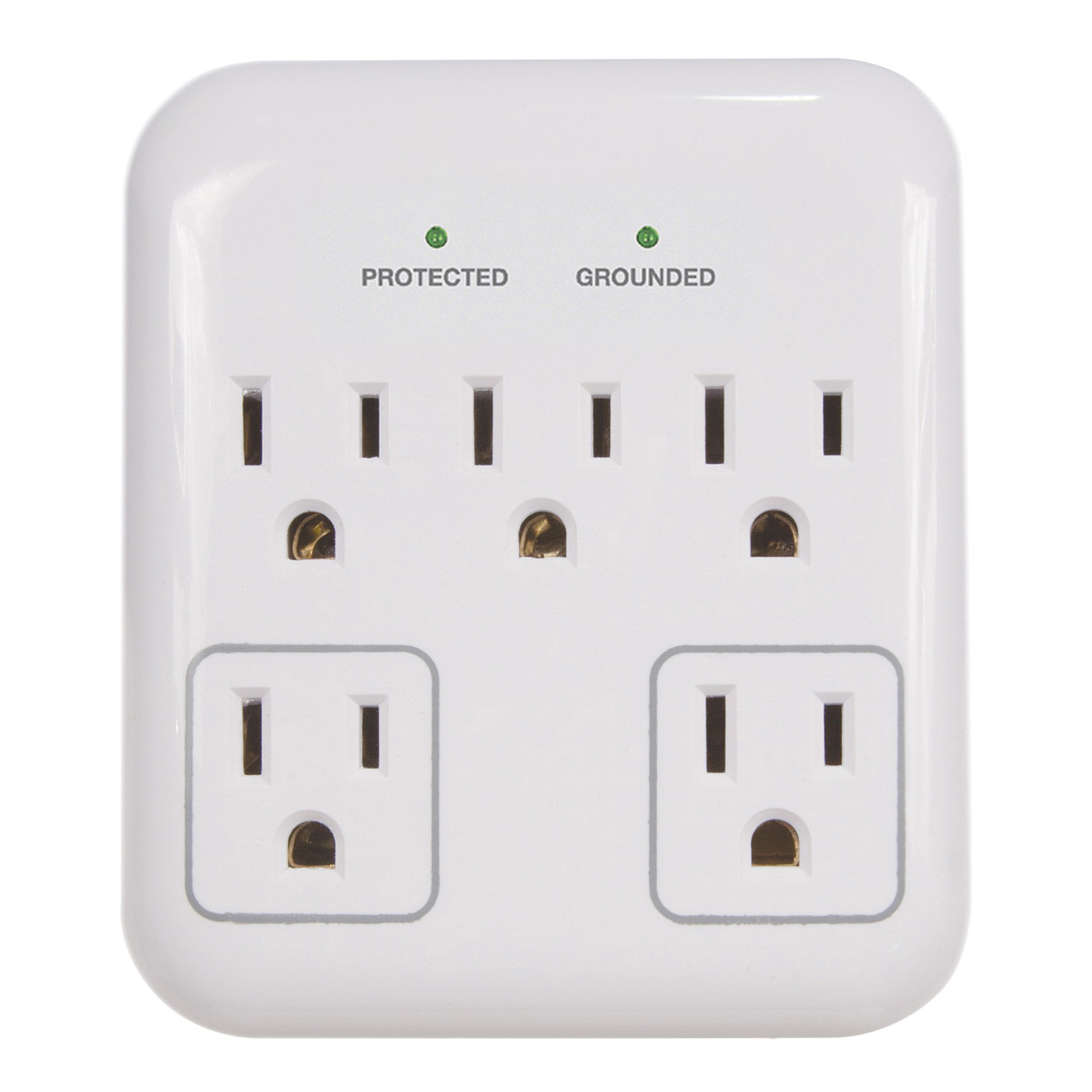 Tap Surge Protector, 5-Outlets, 15 A, Gray & White
