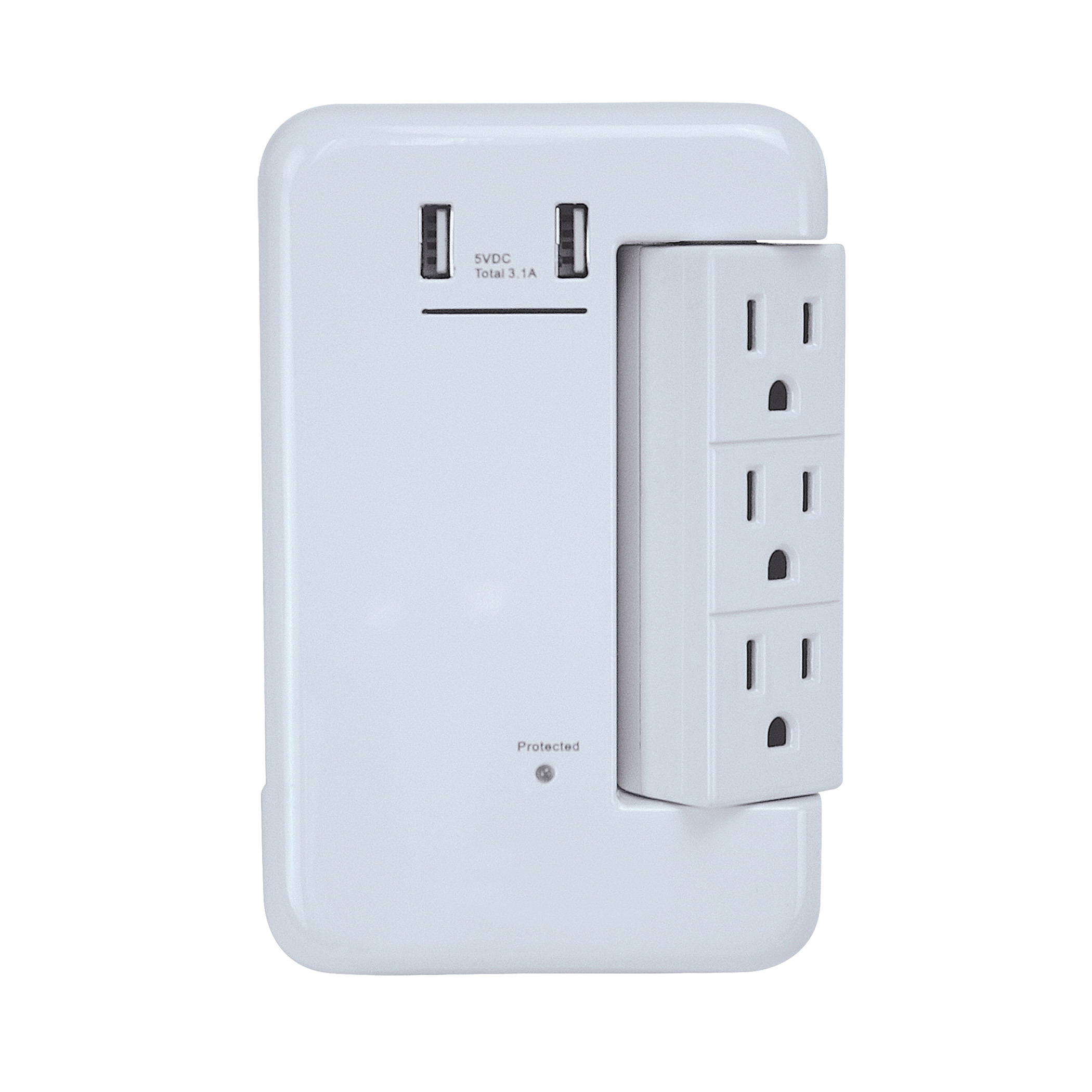 USB Charger with Surge Protection, 6-Outlets, 3.4 A, White