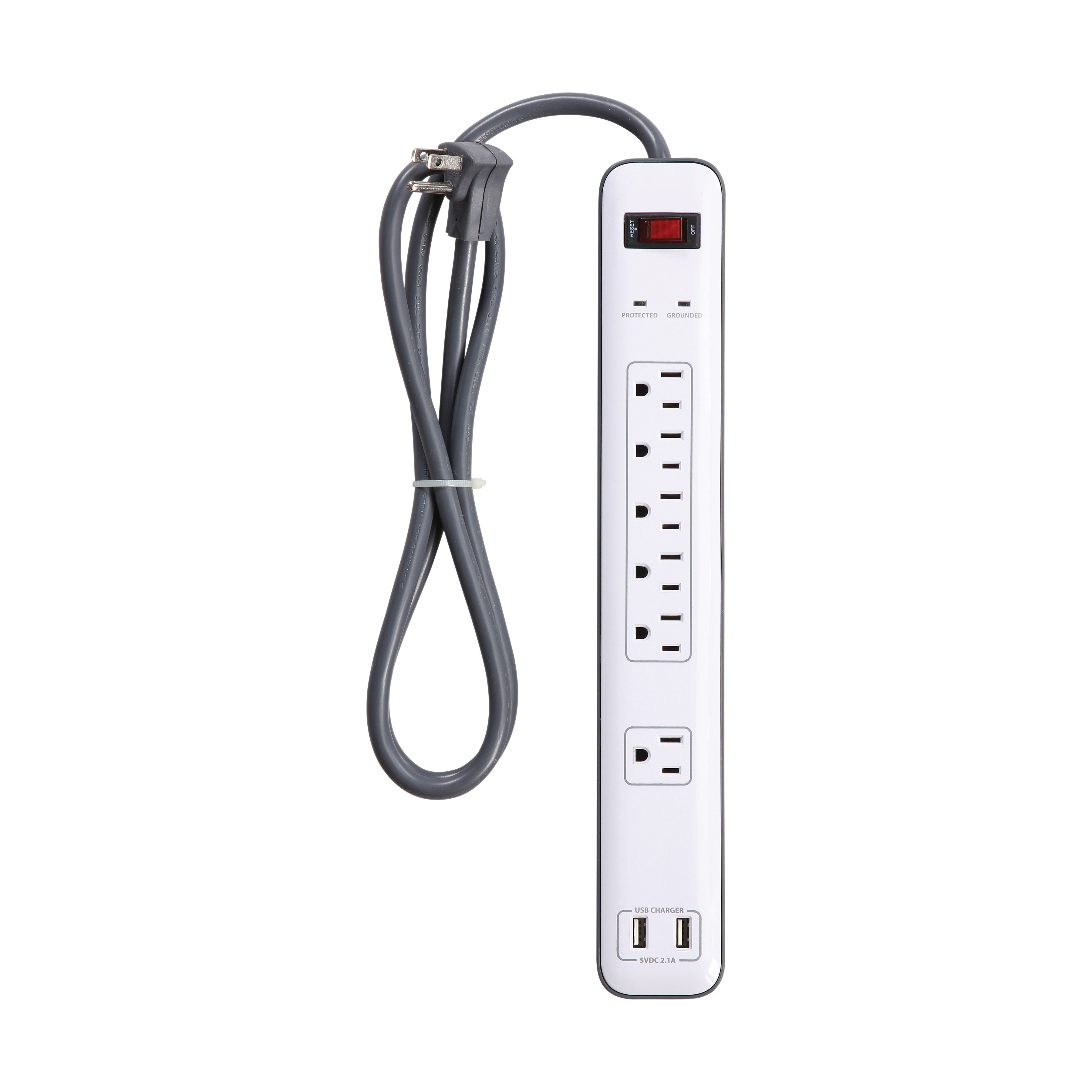 OR525106 Surge Protector Power Strip, 6 Three-Prong-Outlet, 125 V, 15 A, White