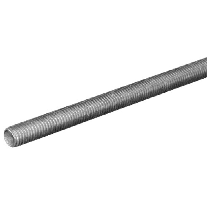 11004 Threaded Rod, 10-24 Thread, 1 ft L, 2 Grade, Steel, Zinc-Plated, Coarse Thread