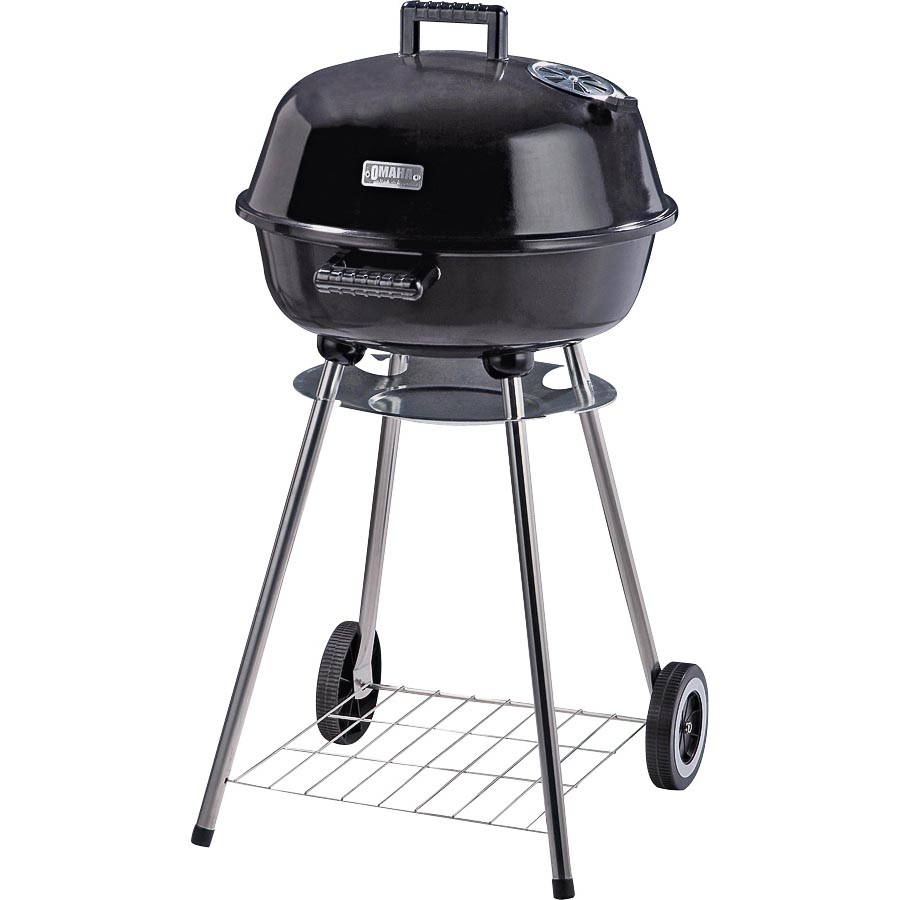Charcoal Kettle Grill, 2-Grate, 247 sq-in Primary Cooking Surface, Black, Steel Body